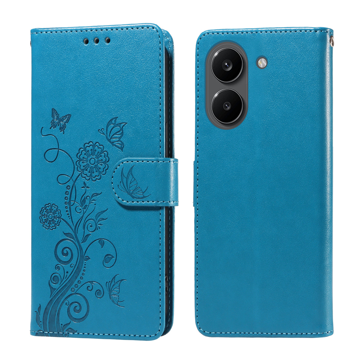 Xiaomi Poco X8 Pro 5G / Xiaomi Redmi Turbo 5 5G Läderfodral Fjärilsblommigt Tryck Plånboksfodral