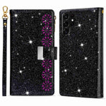 Beskyttende mobilcover med lynlås, pung til Samsung Galaxy S23 Ultra, laserskåret, glitrende stjernestil, lædercover med stativ og rem