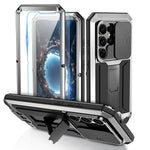 R-JUST For Samsung Galaxy S26 Ultra Case PC + Silicone + Metal Back Cover with Tempered Glass Film