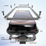 R-JUST For Samsung Galaxy S26 Ultra Case PC + Silicone + Metal Back Cover with Tempered Glass Film