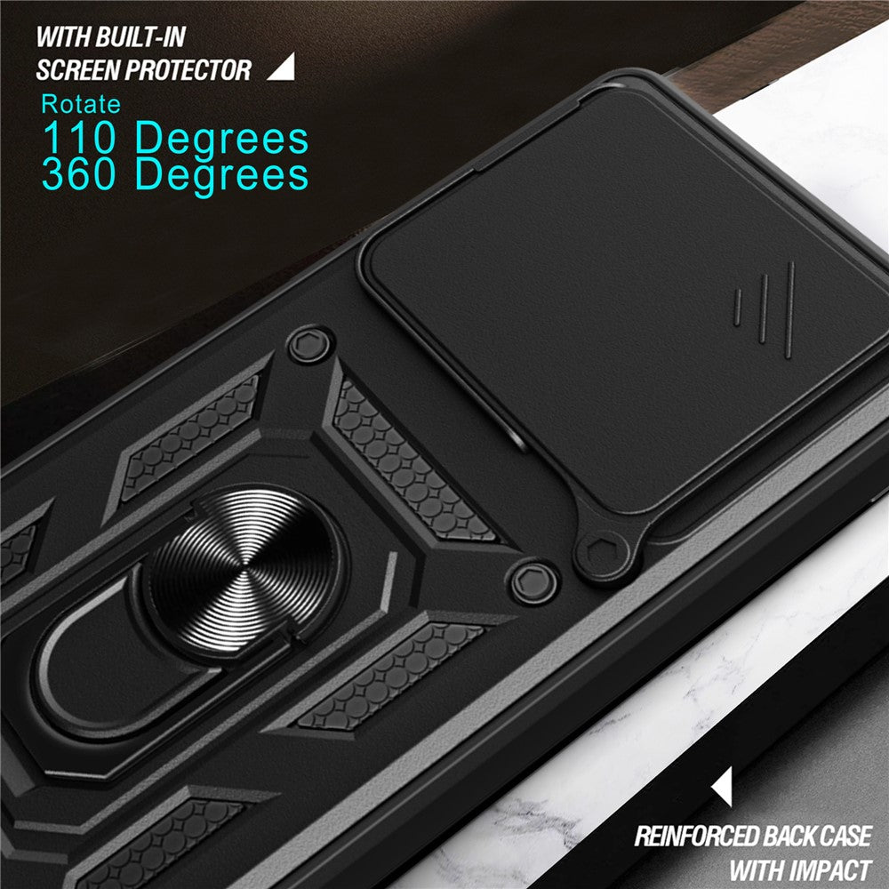For Xiaomi Redmi Note 15 Pro 4G (Global) Case with Slide Camera Lid PC + TPU Kickstand Phone Cover