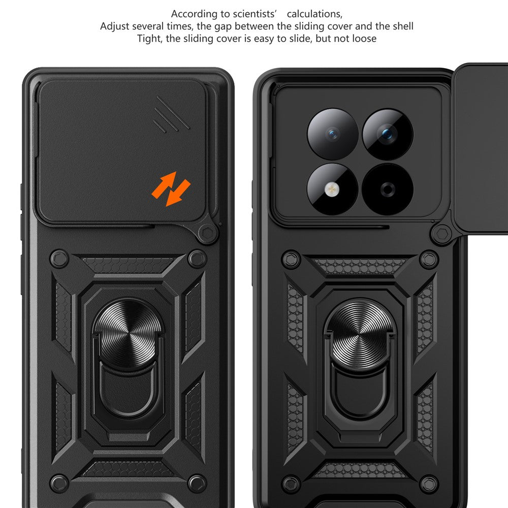 For Xiaomi Redmi Note 15 Pro 4G (Global) Case with Slide Camera Lid PC + TPU Kickstand Phone Cover