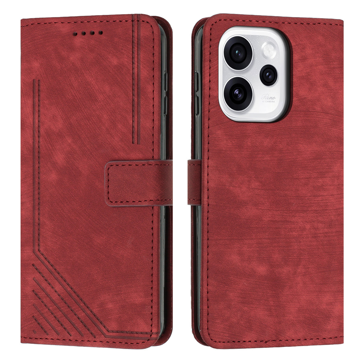 For Oppo Reno15 F 5G Stand Case Imprinted Lines Leather Phone Cover