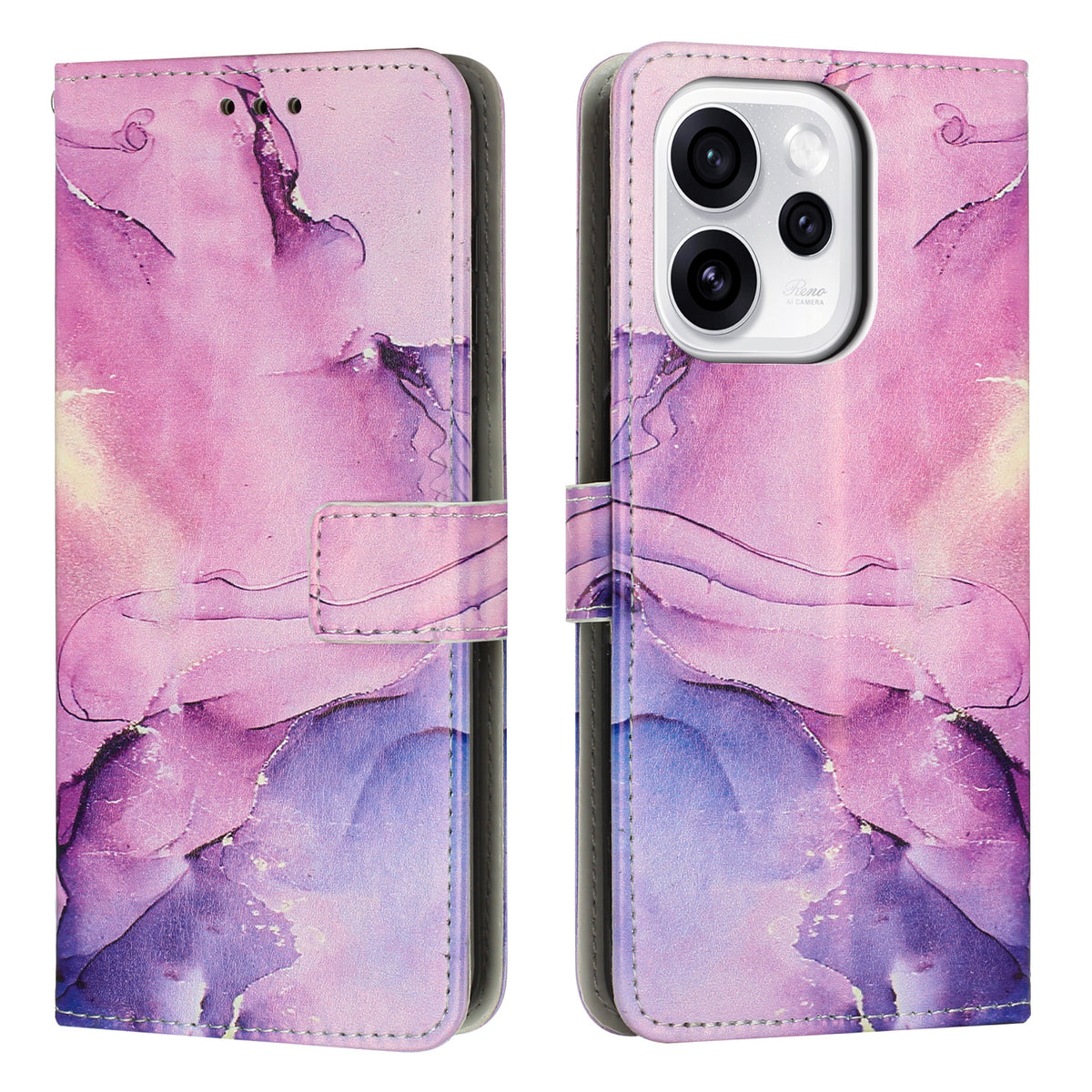 For Oppo Reno15 F 5G Stand Case Marble Pattern PU Leather Wallet Phone Cover