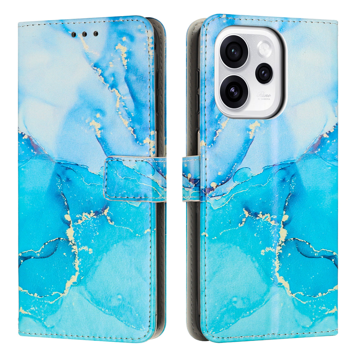 For Oppo Reno15 F 5G Stand Case Marble Pattern PU Leather Wallet Phone Cover