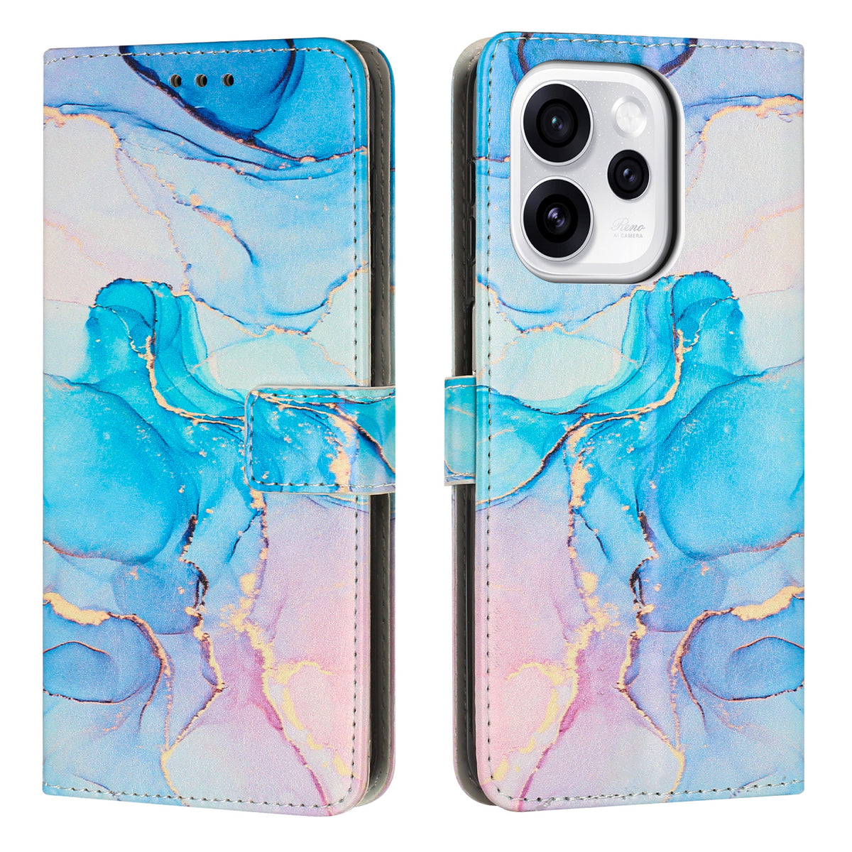 For Oppo Reno15 F 5G Stand Case Marble Pattern PU Leather Wallet Phone Cover
