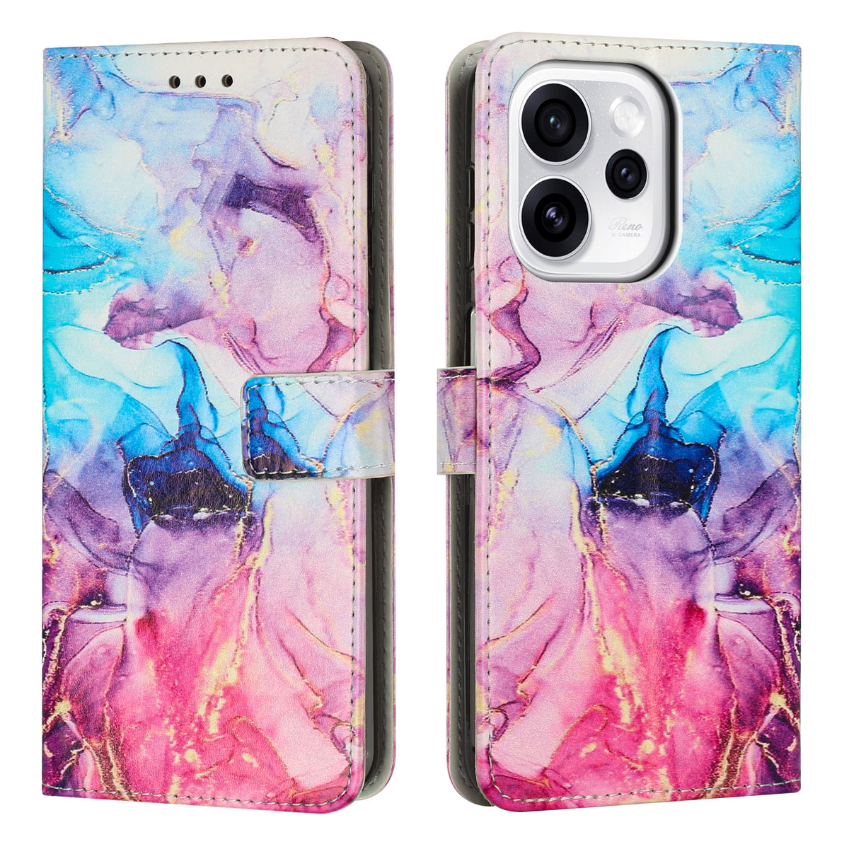 For Oppo Reno15 F 5G Stand Case Marble Pattern PU Leather Wallet Phone Cover
