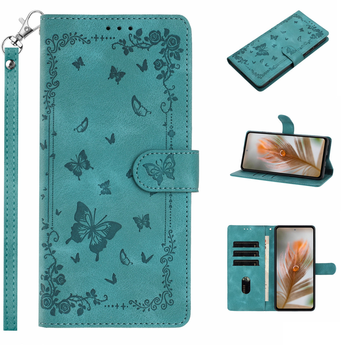 For Honor 400 Lite 5G Case Garden Imprinted PU Leather Wallet Phone Cover with Wrist Strap