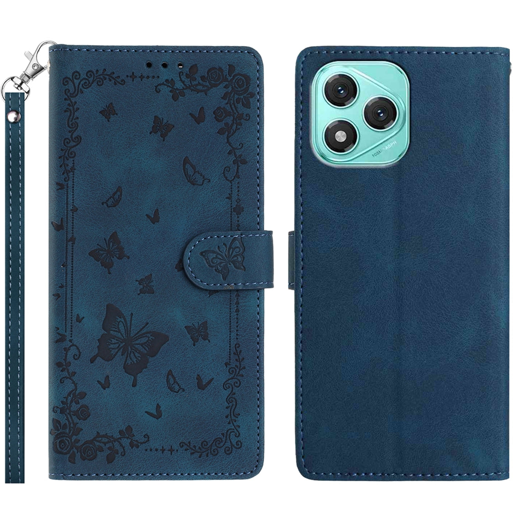 For Honor 400 Lite 5G Case Garden Imprinted PU Leather Wallet Phone Cover with Wrist Strap