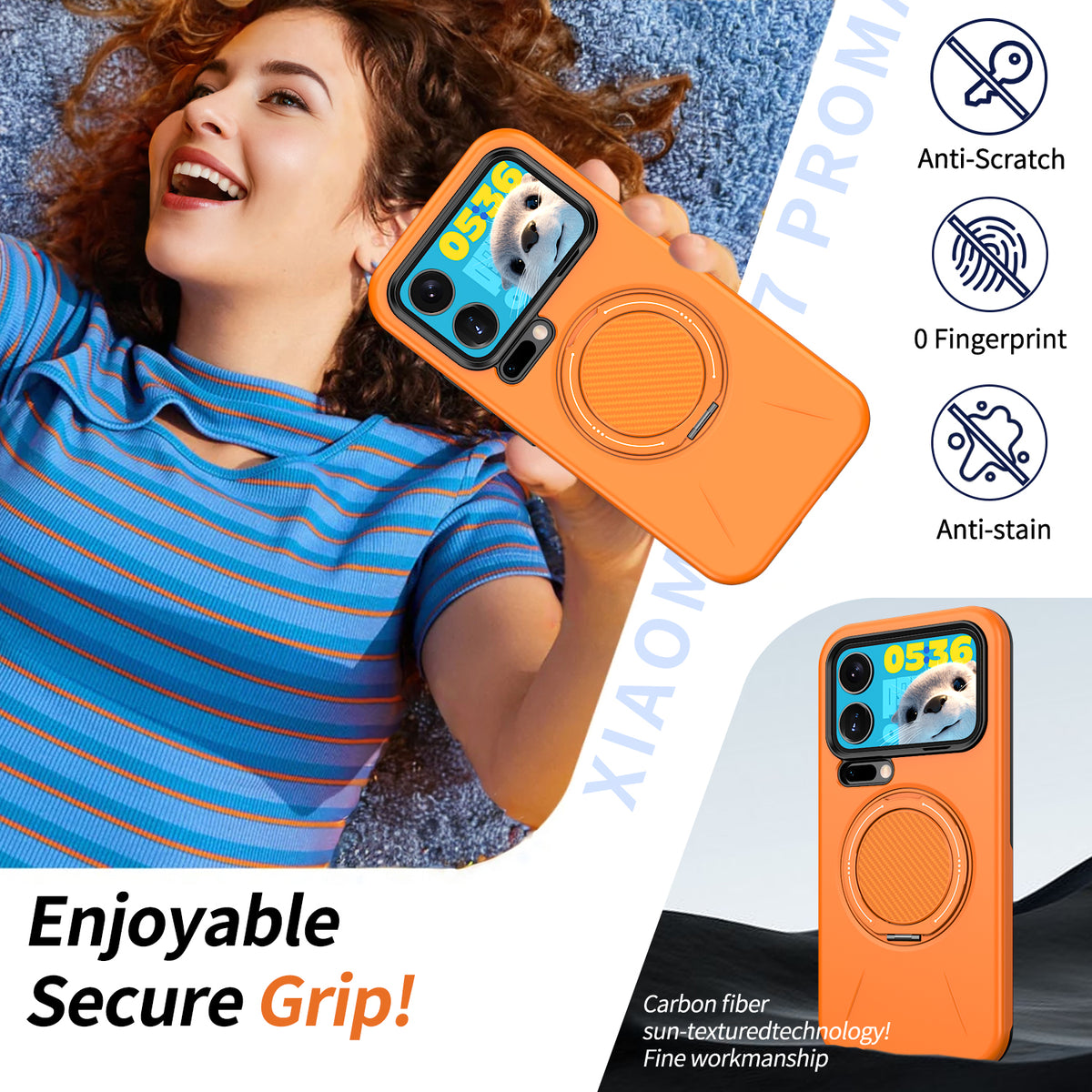 For Xiaomi 17 Pro Max Magnetic Case Rotating Kickstand TPU + PC Phone Cover