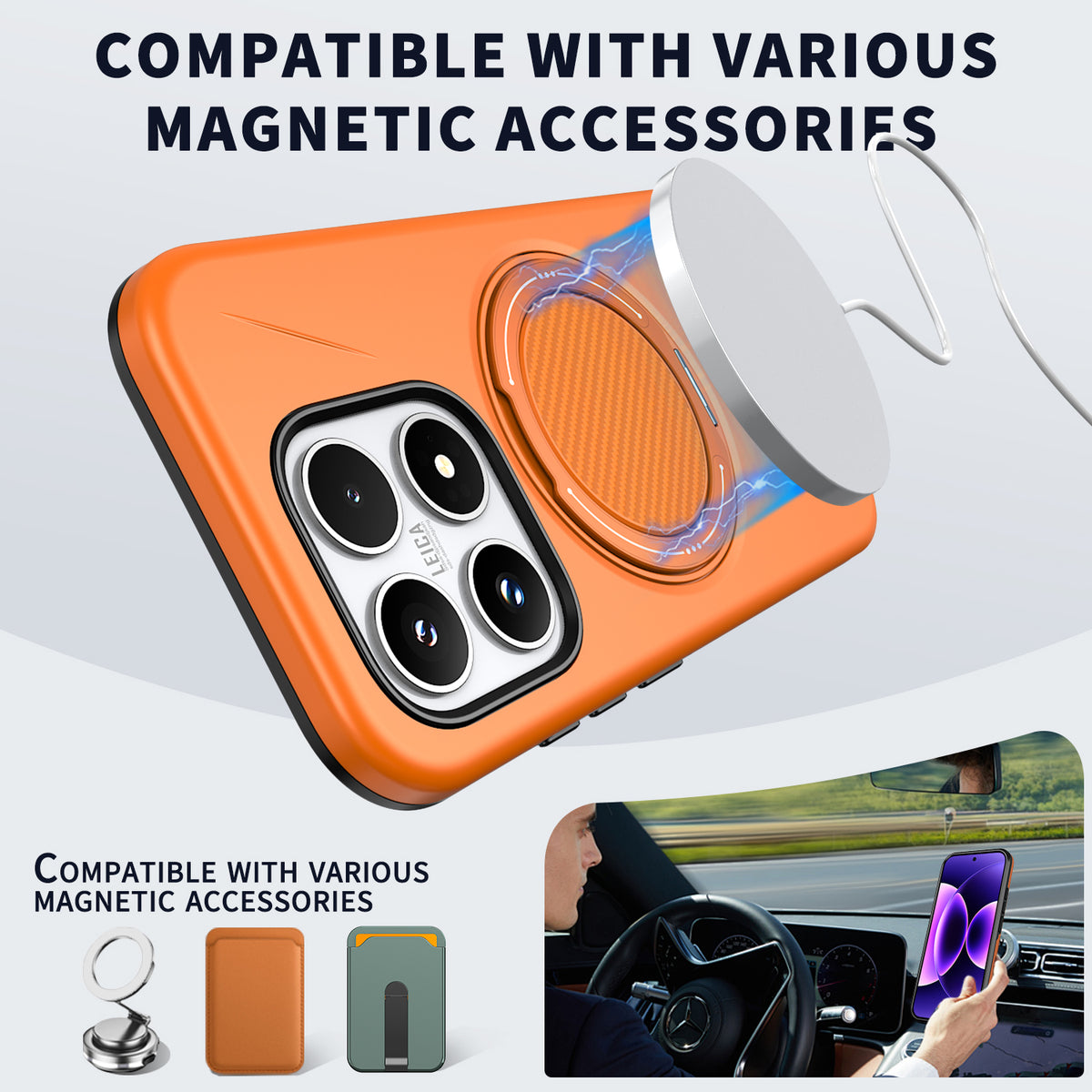 For Xiaomi 17 Magnetic Case Rotating Kickstand TPU + PC Phone Cover