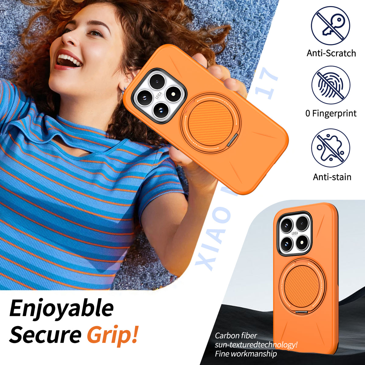 For Xiaomi 17 Magnetic Case Rotating Kickstand TPU + PC Phone Cover