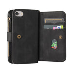 For iPhone SE (2020) / iPhone SE (2022) / iPhone 7 4.7 inch / iPhone 8 4.7 inch Zipper Wallet Case with 15 Card Slots and Strap Leather Phone Cover