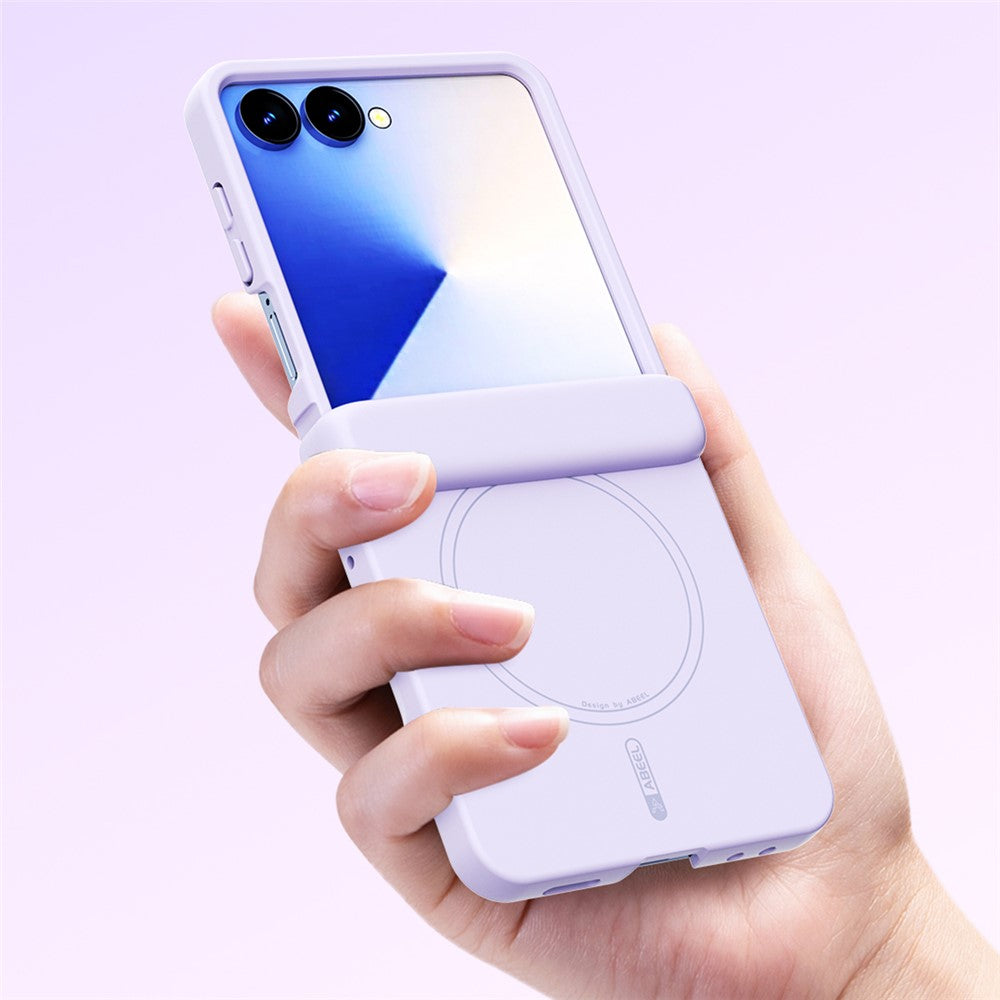 ABEEL För Samsung Galaxy Z Flip6 5G Magnetiskt Skal Gångjärnsskyddande Skin Touch Flytande Silikon Stötsäkert mobilskal