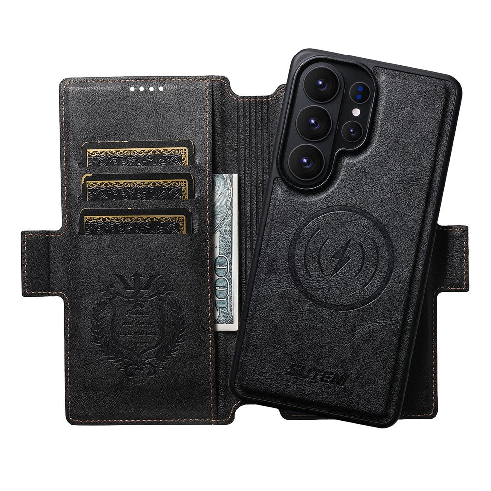 SUTENI Q-06 cover til Samsung Galaxy S26 Ultra med farveblokke og magnetisk aftageligt lædercover