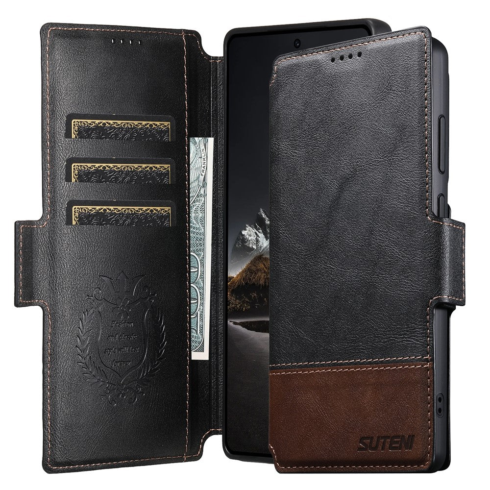 SUTENI Q-06 cover til Samsung Galaxy S26 Ultra med farveblokke og magnetisk aftageligt lædercover