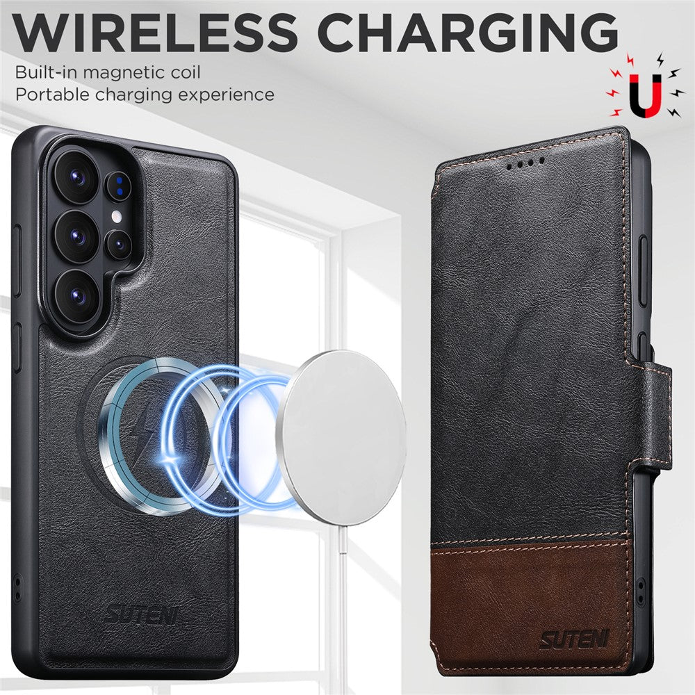 SUTENI Q-06 cover til Samsung Galaxy S26 Ultra med farveblokke og magnetisk aftageligt lædercover