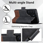 SUTENI Q-06 cover til Samsung Galaxy S26 Ultra med farveblokke og magnetisk aftageligt lædercover