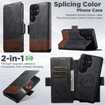 SUTENI Q-06 cover til Samsung Galaxy S26 Ultra med farveblokke og magnetisk aftageligt lædercover