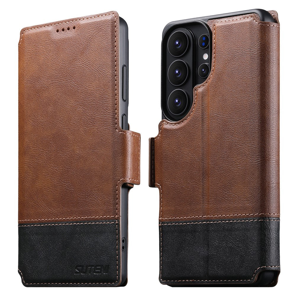 SUTENI Q-06 cover til Samsung Galaxy S26 Ultra med farveblokke og magnetisk aftageligt lædercover