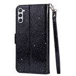 Shockproof Magnetic Clasp Phone Cover For Samsung Galaxy S23+, Zipper Pocket Glittery PU Leather Phone Case with Wallet Stand
