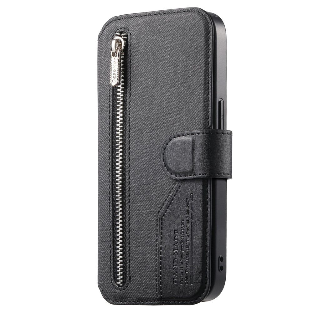 Magnetcover til Samsung Galaxy S25, RFID-blokerende, aftageligt pungstativ, tekstureret lædercover i stof