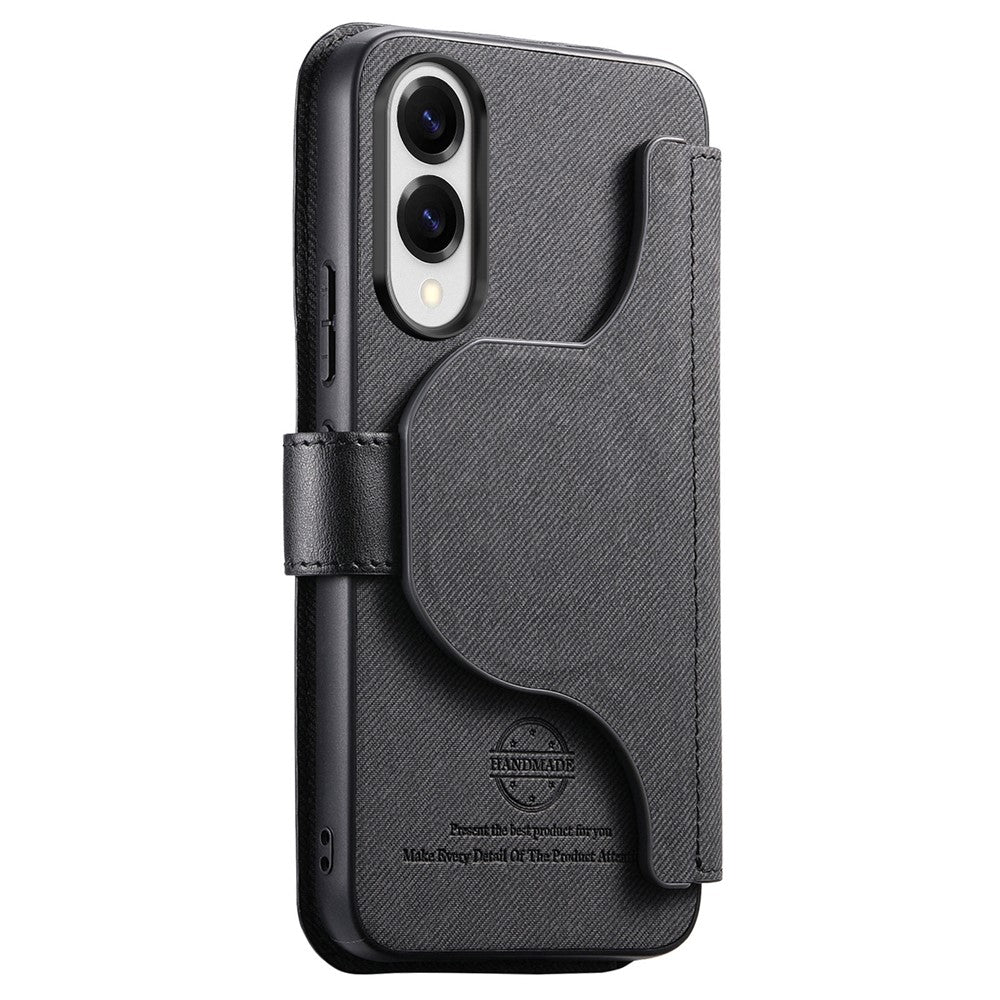Magnetcover til Samsung Galaxy S25, RFID-blokerende, aftageligt pungstativ, tekstureret lædercover i stof