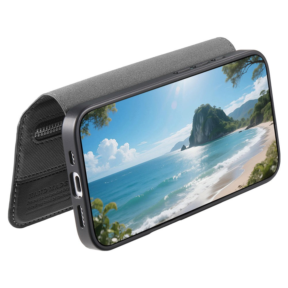 Magnetcover til Samsung Galaxy S25, RFID-blokerende, aftageligt pungstativ, tekstureret lædercover i stof