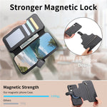 Magnetcover til Samsung Galaxy S25, RFID-blokerende, aftageligt pungstativ, tekstureret lædercover i stof