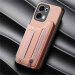 For Oppo A6 5G (Global) Case RFID Blocking Card Holder Jeans Cloth Texture Leather Back Cover with Elastic Wristband