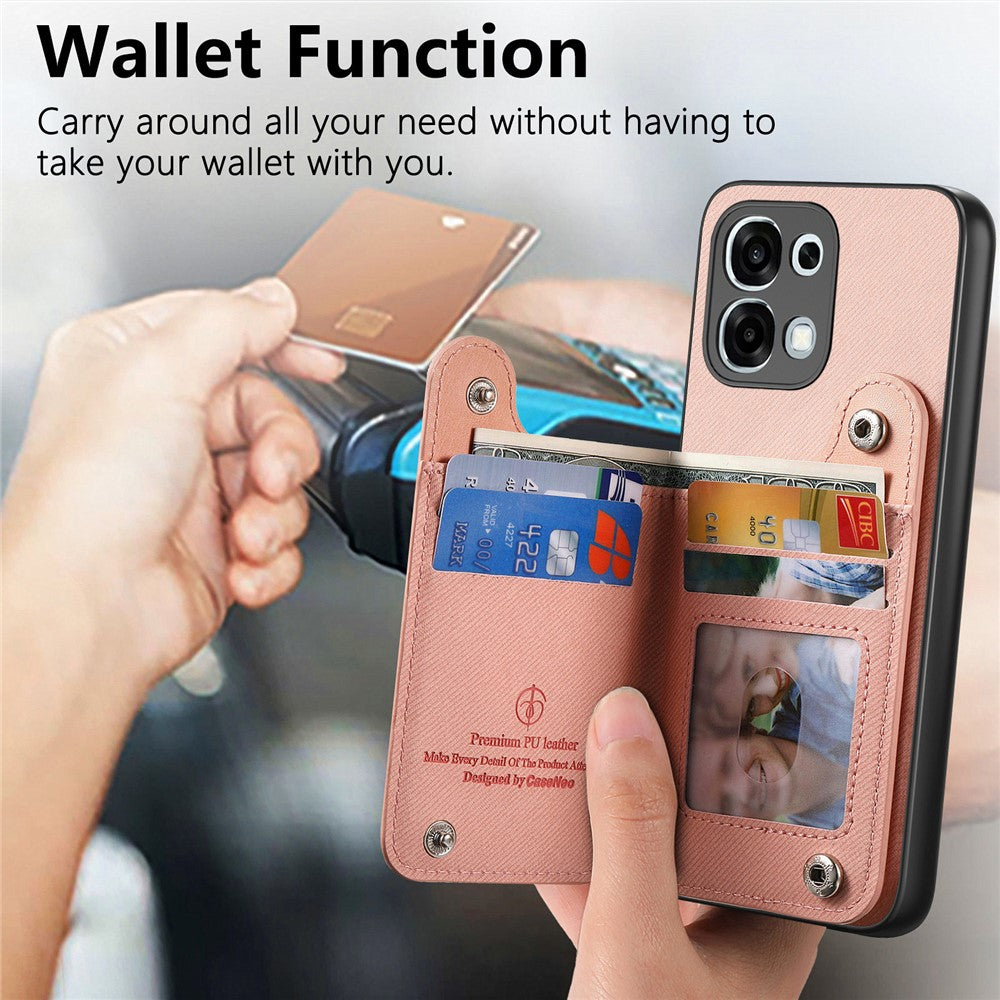 For Oppo A6 5G (Global) Case RFID Blocking Card Holder Jeans Cloth Texture Leather Back Cover with Elastic Wristband