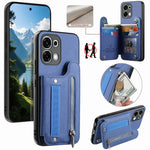 For Oppo A6 5G (Global) Case RFID Blocking Card Holder Jeans Cloth Texture Leather Back Cover with Elastic Wristband