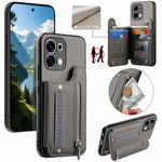 For Oppo A6 5G (Global) Case RFID Blocking Card Holder Jeans Cloth Texture Leather Back Cover with Elastic Wristband