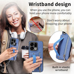 For Oppo Find X9 5G Case RFID Blocking Card Holder Jeans Cloth Texture Leather Back Cover with Elastic Wristband