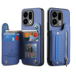 For Oppo Find X9 5G Case RFID Blocking Card Holder Jeans Cloth Texture Leather Back Cover with Elastic Wristband