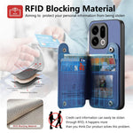 For Oppo Find X9 5G Case RFID Blocking Card Holder Jeans Cloth Texture Leather Back Cover with Elastic Wristband