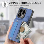 For Oppo Find X9 5G Case RFID Blocking Card Holder Jeans Cloth Texture Leather Back Cover with Elastic Wristband