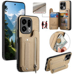 For Oppo Find X9 5G Case RFID Blocking Card Holder Jeans Cloth Texture Leather Back Cover with Elastic Wristband