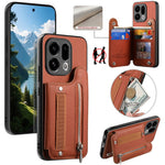For Oppo Find X9 5G Case RFID Blocking Card Holder Jeans Cloth Texture Leather Back Cover with Elastic Wristband