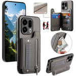 For Oppo Find X9 5G Case RFID Blocking Card Holder Jeans Cloth Texture Leather Back Cover with Elastic Wristband