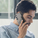 Samsung Galaxy A57 5G-skal RFID-blockerande korthållare i jeanstyg, läderbaksida med elastiskt armband