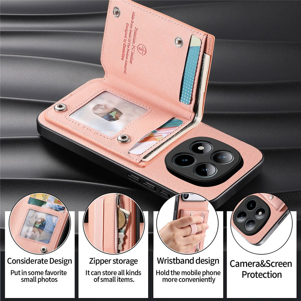 For Xiaomi Redmi Note 15 Pro 5G (Global) Case RFID Blocking Card Holder Jeans Cloth Texture Leather Back Cover with Elastic Wristband