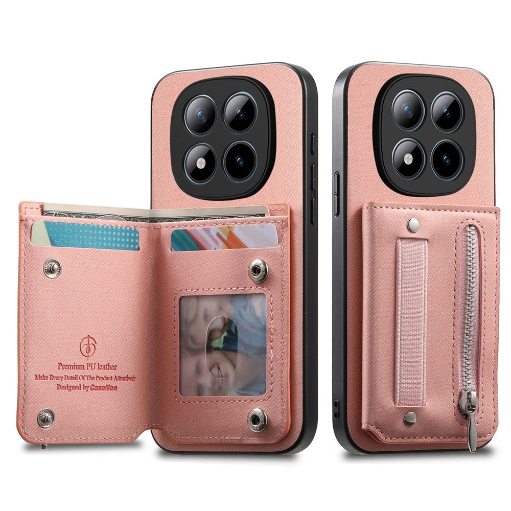For Xiaomi Redmi Note 15 Pro 5G (Global) Case RFID Blocking Card Holder Jeans Cloth Texture Leather Back Cover with Elastic Wristband