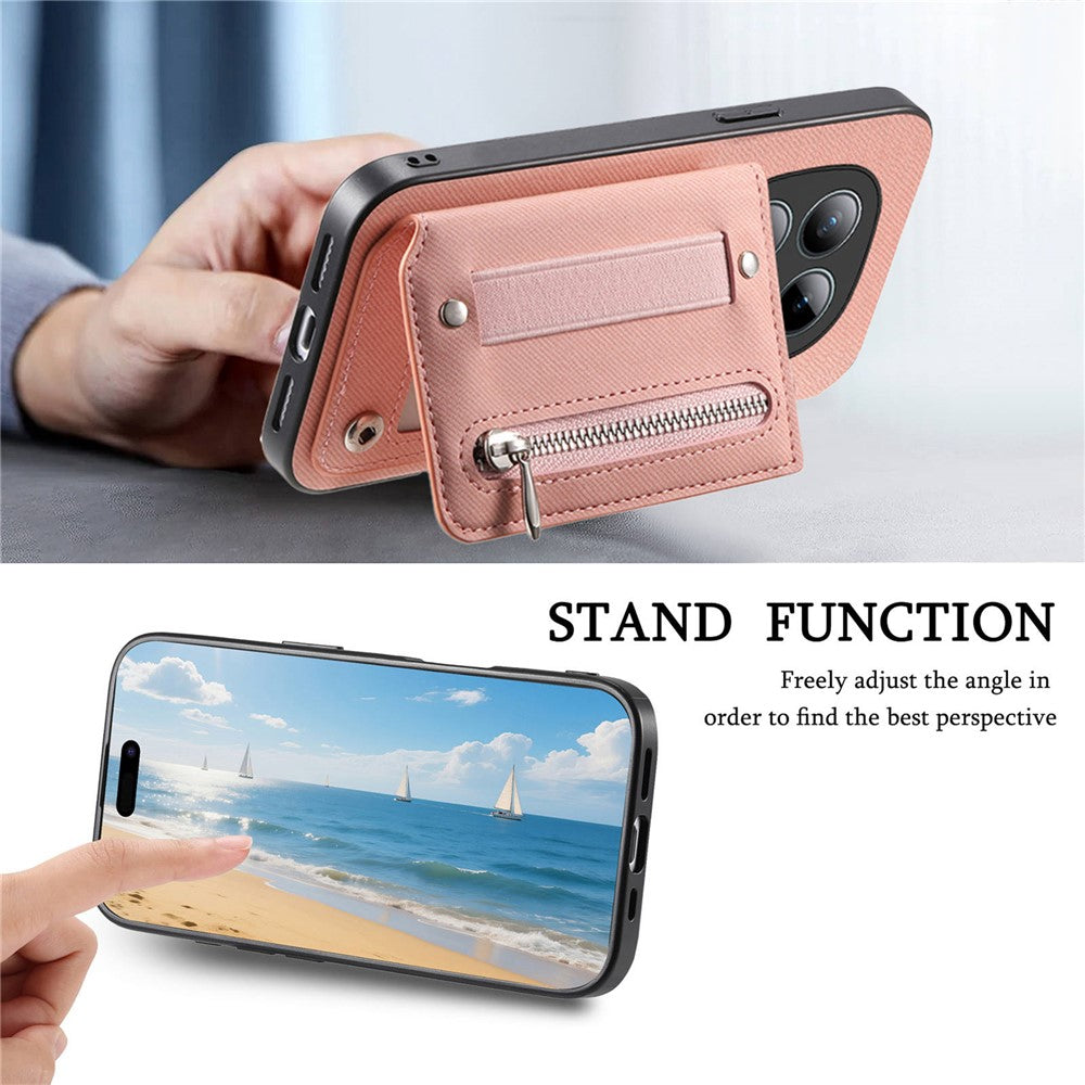 For Xiaomi Redmi Note 15 Pro 5G (Global) Case RFID Blocking Card Holder Jeans Cloth Texture Leather Back Cover with Elastic Wristband
