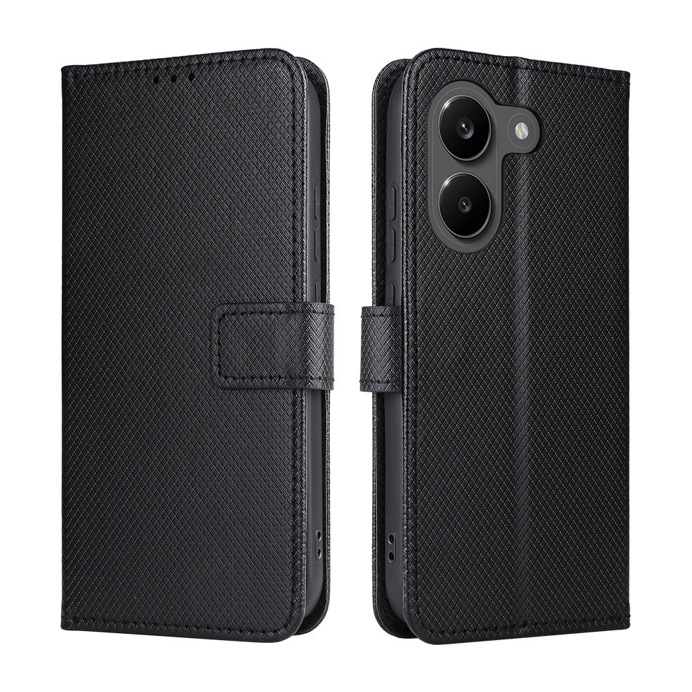 For Xiaomi Redmi Turbo 5 5G / Xiaomi Poco X8 Pro 5G Leather Wallet Case with Strap Diamond Texture Phone Cover