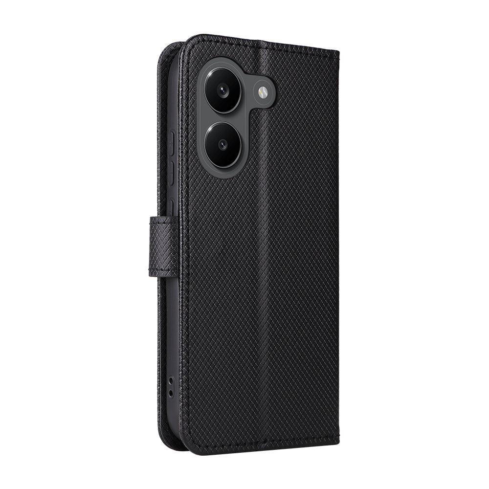 For Xiaomi Redmi Turbo 5 5G / Xiaomi Poco X8 Pro 5G Leather Wallet Case with Strap Diamond Texture Phone Cover