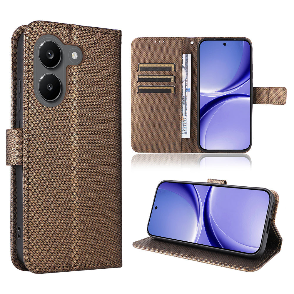 For Xiaomi Redmi Turbo 5 5G / Xiaomi Poco X8 Pro 5G Leather Wallet Case with Strap Diamond Texture Phone Cover