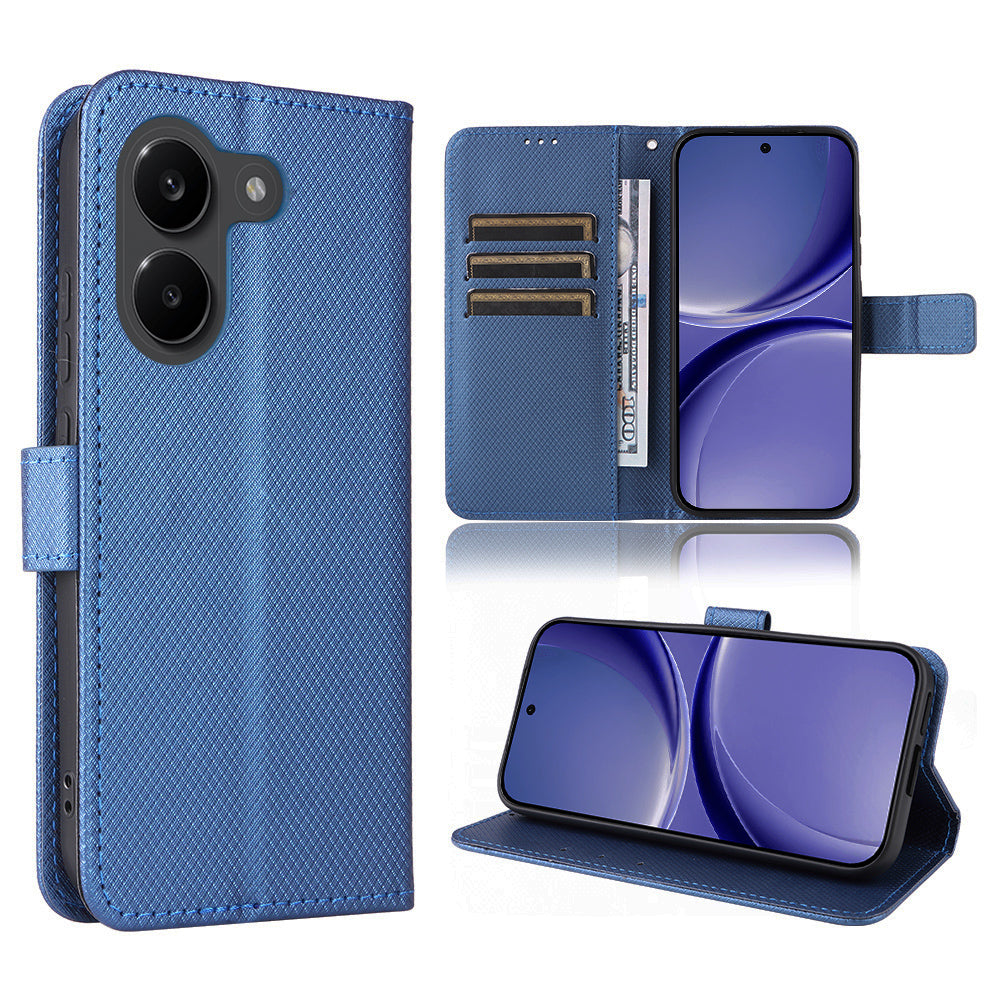 For Xiaomi Redmi Turbo 5 5G / Xiaomi Poco X8 Pro 5G Leather Wallet Case with Strap Diamond Texture Phone Cover