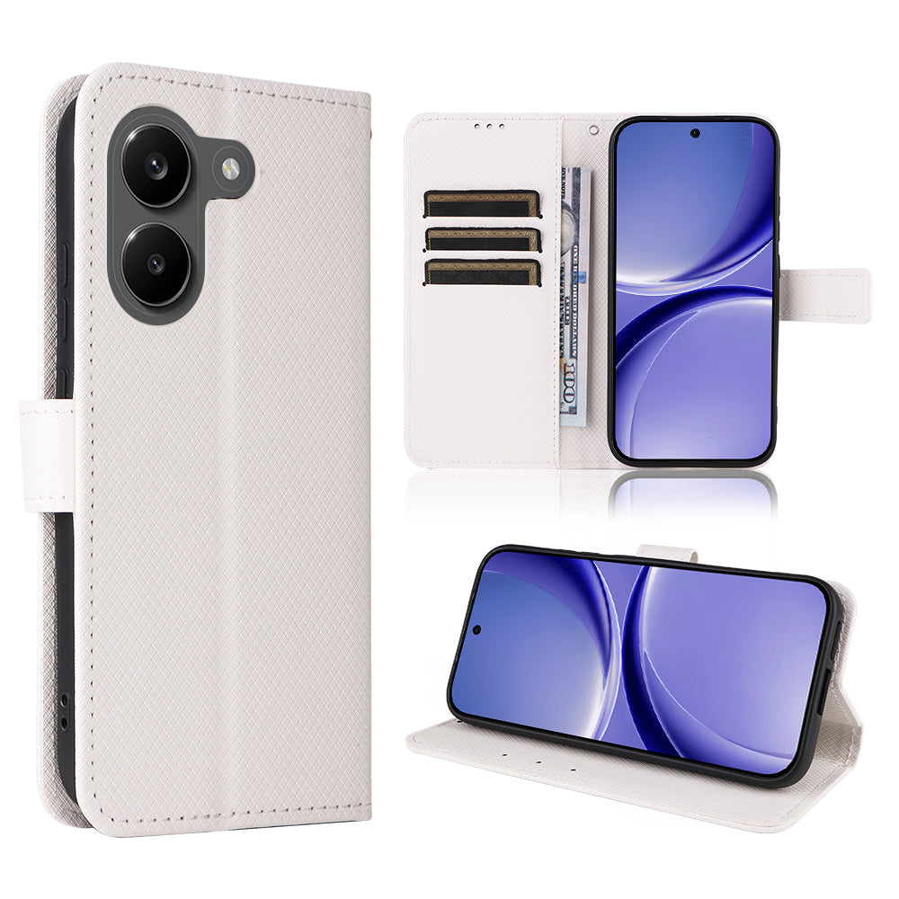 For Xiaomi Redmi Turbo 5 5G / Xiaomi Poco X8 Pro 5G Leather Wallet Case with Strap Diamond Texture Phone Cover