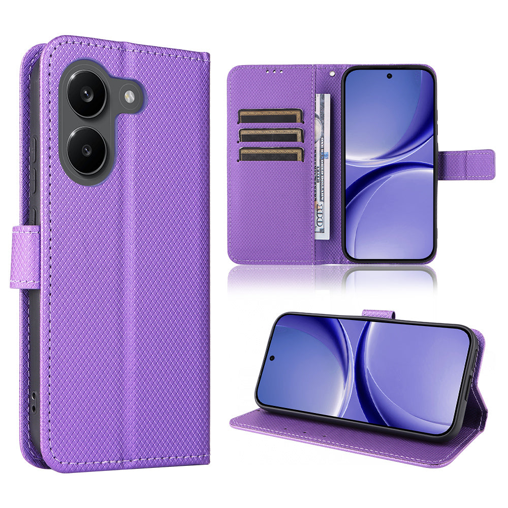 For Xiaomi Redmi Turbo 5 5G / Xiaomi Poco X8 Pro 5G Leather Wallet Case with Strap Diamond Texture Phone Cover